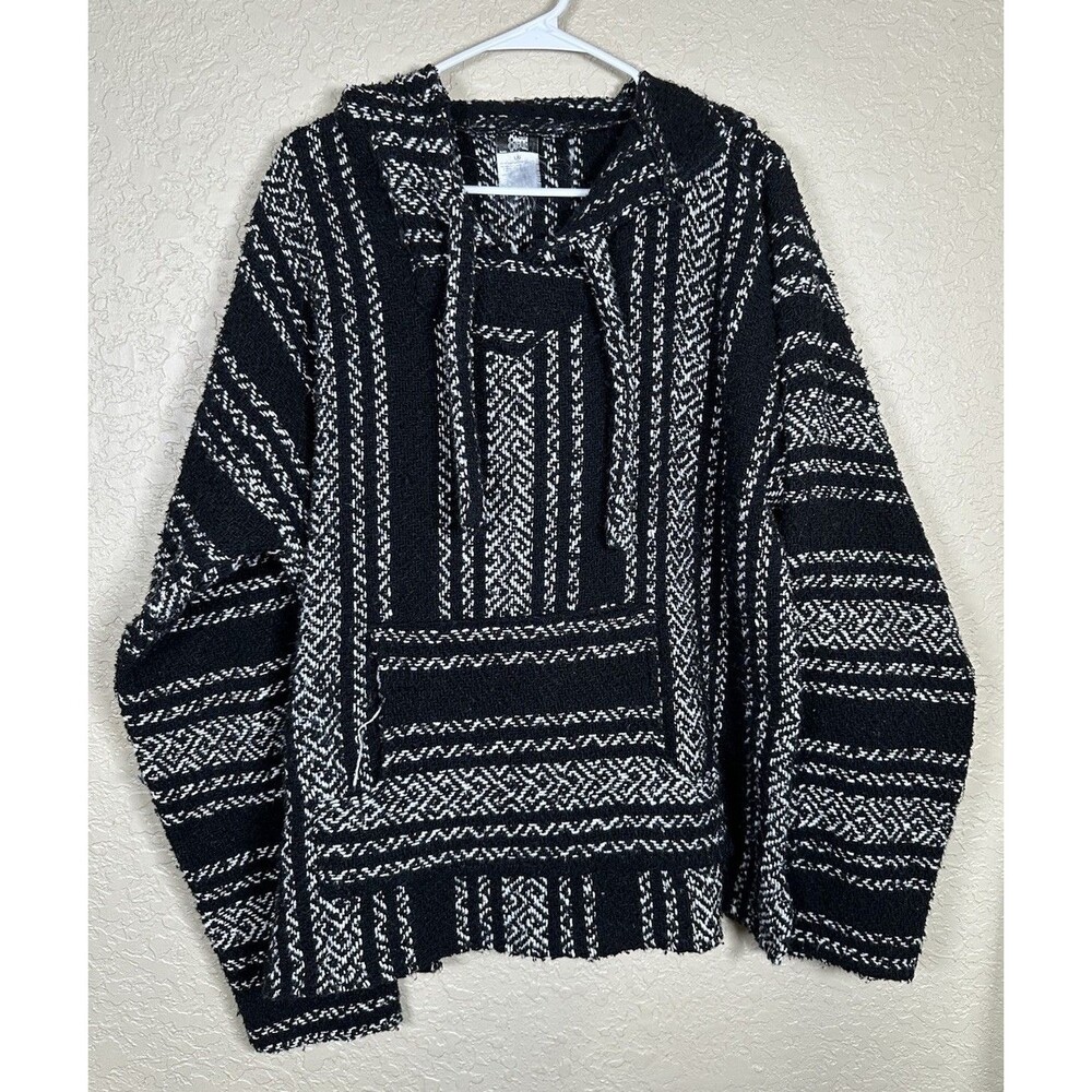 Oland Outdoors Men Large Baja Hoodie Blanket Pullover Poncho Festival Sweater
